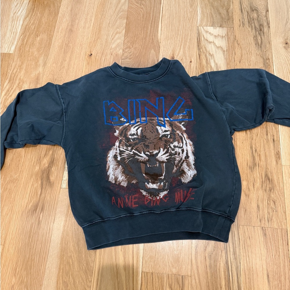 Anine Bing Graphic Tiger Sweatshirt Charcoal